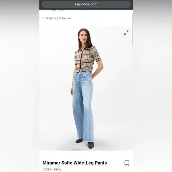 rag & bone Light Blue Flare Jeans - Picture 1 of 5